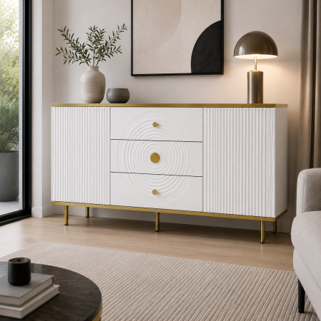 Comode - Comoda Andra, 3 sertare, 2 usi ,MDF frezat vopsit