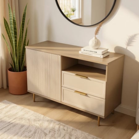 Comode - Comoda Soft, casmir, 1 usa, 2 sertare, MDF riflaj vopsit