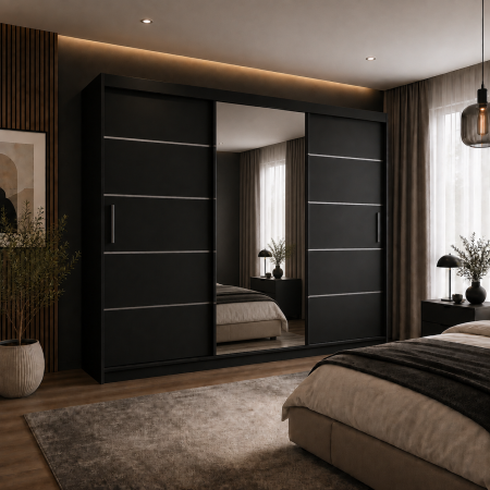 Mobilier Dormitor - Dressing Eduard cu usi culisante, 240x60x200 cm, PAL 18mm