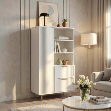 Dulapuri - Dulap Living Soft, alb, MDF frezat vopsit