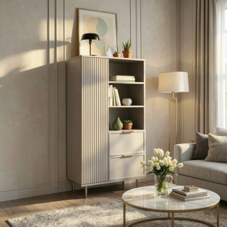 Dulapuri - Dulap Living Soft, casmir, MDF frezat vopsit