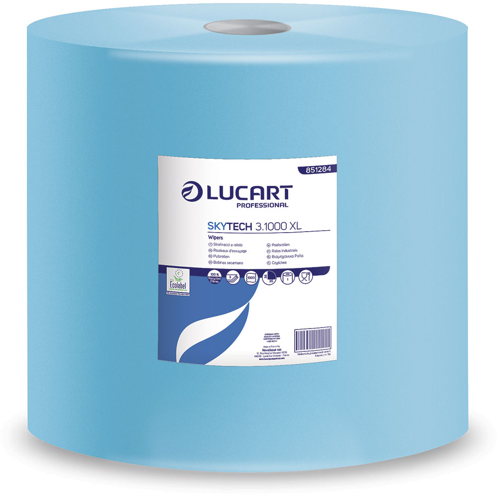 Echipament de protecție - Lavete industriale albastre absorbante Ecolabel, din fibre reciclate, Skytech 3.1000XL Lucart, art.F290 (851284)