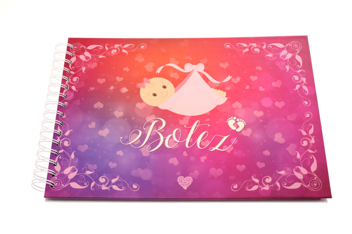 Album foto / Guestbook pentru botez Girls, A4 landscape, pix inclus, accesoriu nunta [2]
