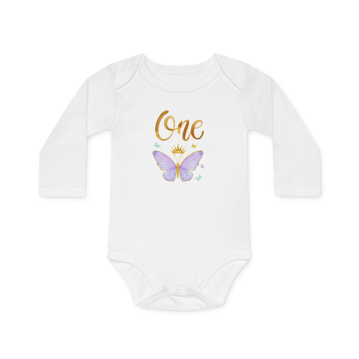 Body Bebelusi, alb, 1 an aniversare, fetite, tematica One ButterFly, marimea 98 [2]