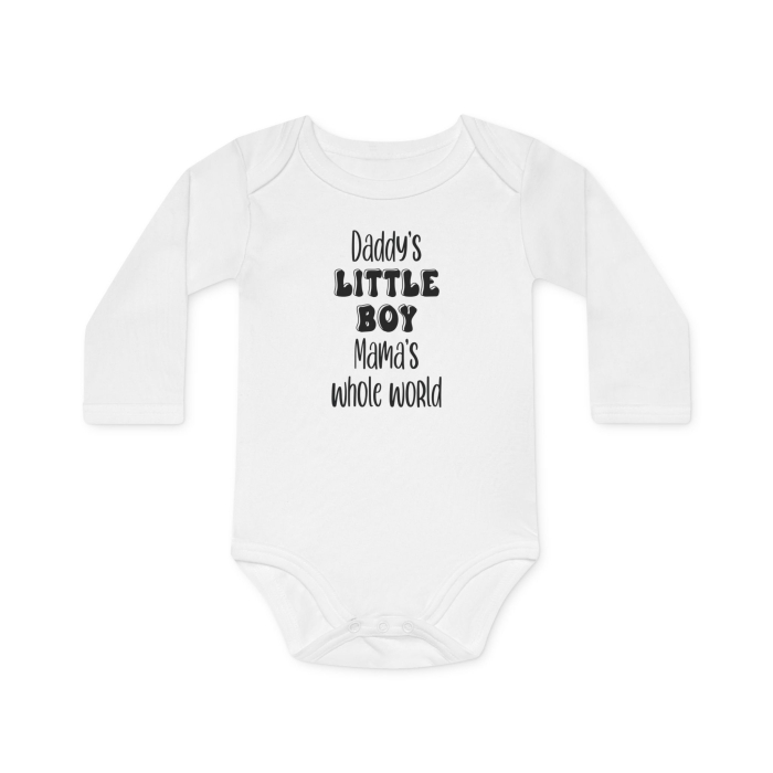 Body Bebelusi, alb, Nou Nascut, fete/baieti, cu mesaj amuzant, marimea 68, Daddy's Girl, Mommy's World [2]