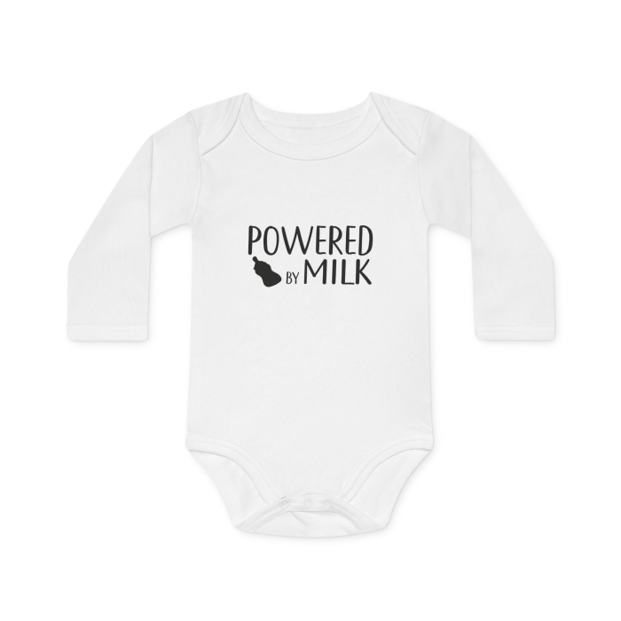 Body Bebelusi, alb, Nou Nascut, fete/baieti, cu mesaj amuzant, marimea 68, Powered by Milk [2]
