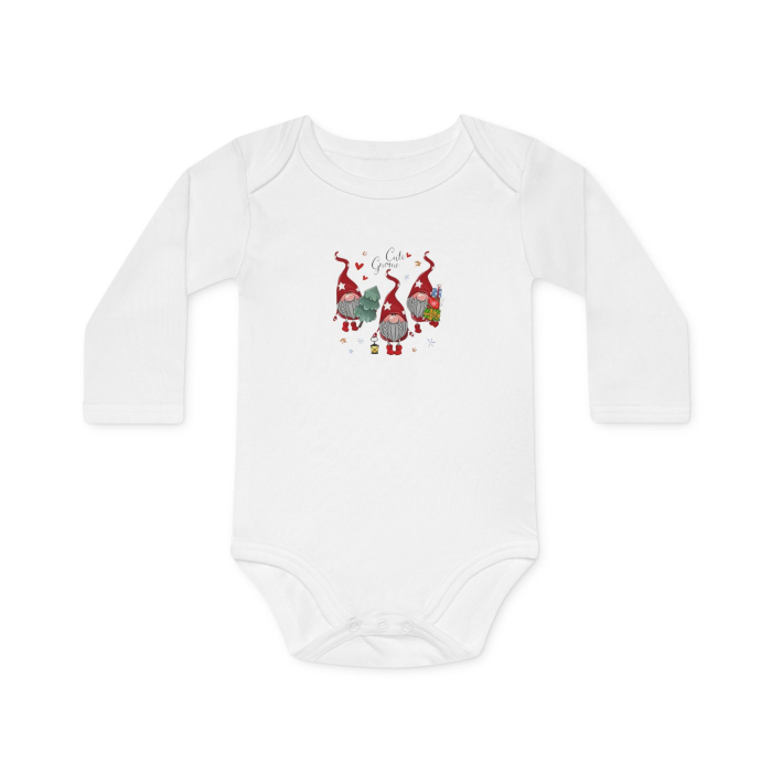 Body bebelusi, Primul Craciun, model festiv Grom de Craciun, alb, maneca lunga, marimea 68 [2]