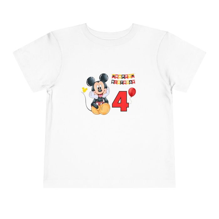 Tricou copii, aniversar, tematica Mickey Mouse, pentru baieti, 4 ani [2]