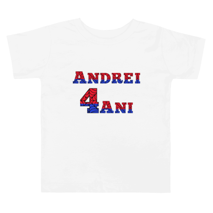 Tricou copii personalizat 4 ani, tematica Spiderman, pentru ANDREI 4 ani [2]