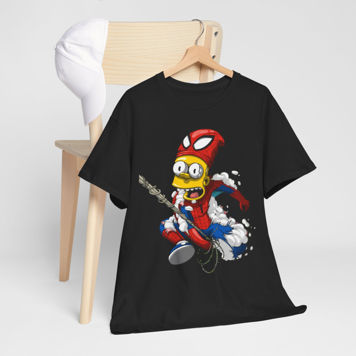 Tricou personalizat barbati, negru, tematica The Simpsons SpiderMan (desene animate vintage) [2]