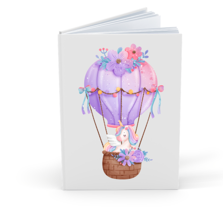 Agende Personalizate - Agenda/Jurnal pentru copii, 100 file, foaie alba, Unicorn in Balon