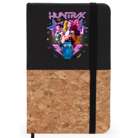 Agende Personalizate - Agenda personalizata K POP Demon Hunters HUntrix A6 pentru notite, coperta rigida pluta si piele ecologica, semn de carte, banda elastica, 80 file