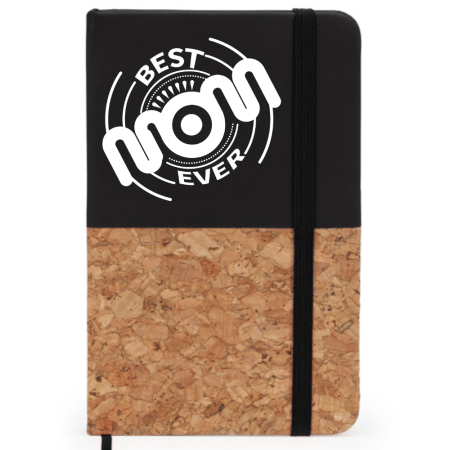 Agende Personalizate - Agenda personalizata pentru mama, A6 pentru notite, coperta rigida pluta si piele ecologica, semn de carte, banda elastica, 80 file