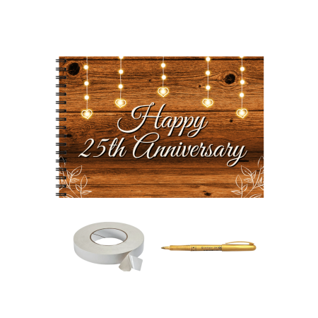 Guestbook/Album Foto - Album Foto/ Caiet memorii pentru aniversare sot/sotie/casatorie, 25 de ani, A4 landscape, accesoriu nunta
