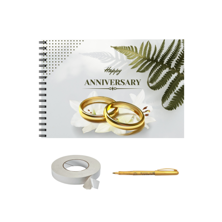 Guestbook/Album Foto - Album Foto/ Caiet memorii pentru aniversare sot/sotie/casatorie, 25 de pagini, A4 landscape, model floral, accesoriu nunta