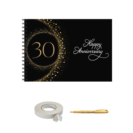 Guestbook/Album Foto - Album foto / Guestbook / Caiet marturii pentru aniversare, 30 ani, format A4 landscape, pix inclus, 25 pagini, accesoriu nunta