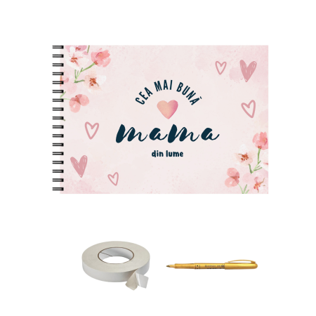 Guestbook/Album Foto - Album foto / Guestbook / Caiet marturii pentru cea mai buna mama, format A4 landscape, pix inclus, accesoriu nunta