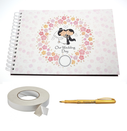 Guestbook/Album Foto - Album foto / Guestbook / Caiet marturii pentru nunta, format A4 landscape, pix inclus, accesoriu nunta
