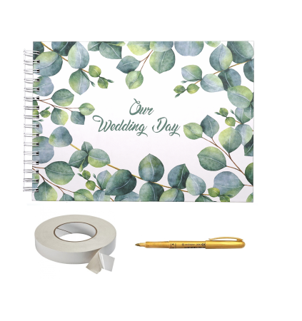 Guestbook/Album Foto - Album foto / Guestbook / Caiet marturii pentru nunta, format A4 landscape, pix inclus, green, accesoriu nunta