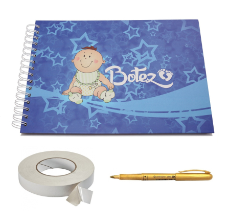 Guestbook/Album Foto - Album foto / Guestbook pentru botez, A4 landscape, pix inclus, accesoriu nunta