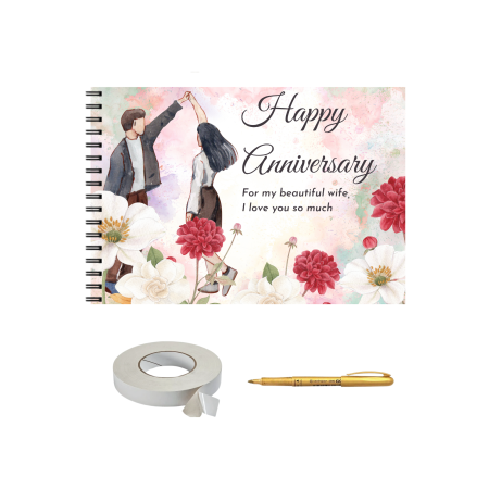 Guestbook/Album Foto - Album foto / GuestBook/ Scrapbooking pentru prima aniversare nunta, pagini negre, A4 landscape, 30 file, accesoriu nunta