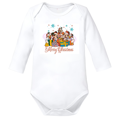 Body-uri Bebelusi - Body alb bumbac Merry Christmas Crăciun copil marimea 74
