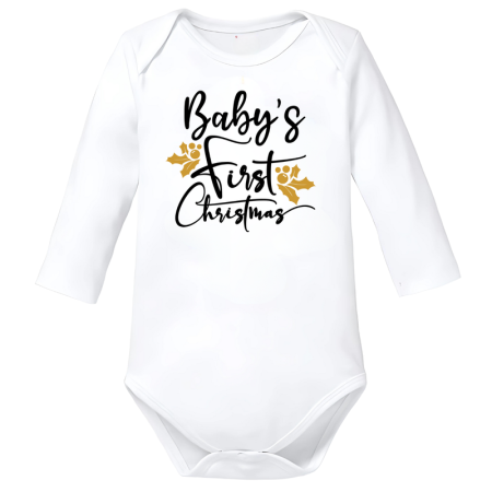 Body-uri Bebelusi - Body alb Crăciun primul bebeluși 100% bumbac marimea 62