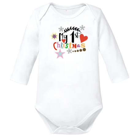 Body-uri Bebelusi - Body alb primul Crăciun bebeluși bumbac 100% marimea 62