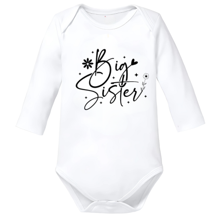 Body-uri Bebelusi - Body bebe alb big sister surori funny text bumbac marimea 74