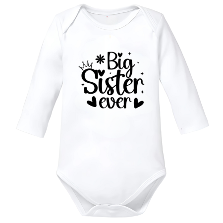 Body-uri Bebelusi - Body bebe big sister surori gluma haiosa alb bumbac marimea 74