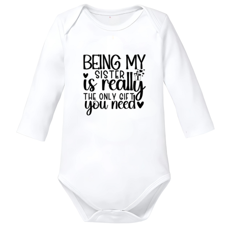 Body-uri Bebelusi - Body bebe big sister surori mesaj amuzant alb bumbac marimea 74