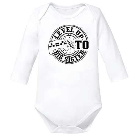 Body-uri Bebelusi - Body bebe big sister surori outfit haios alb bumbac marimea 74