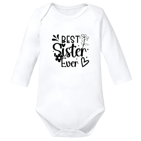 Body-uri Bebelusi - Body bebe big sister surori outfit haios alb bumbac marimea 74