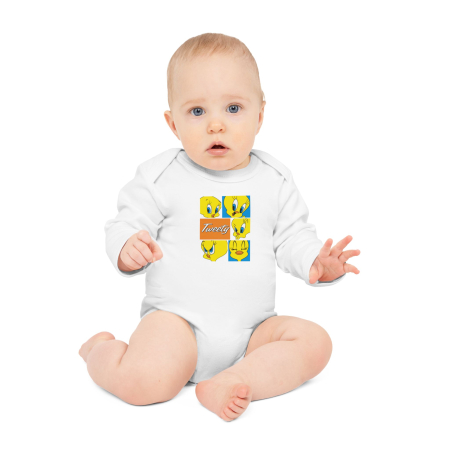 Body-uri Bebelusi - Body Bebelusi, alb, marimea 74, tematica Tweety (desene animate)