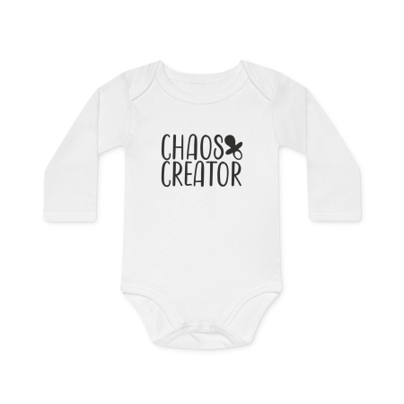 Body Bebelusi, alb, Nou Nascut, fete/baieti, cu mesaj amuzant, marimea 68, Chaos Creator [1]