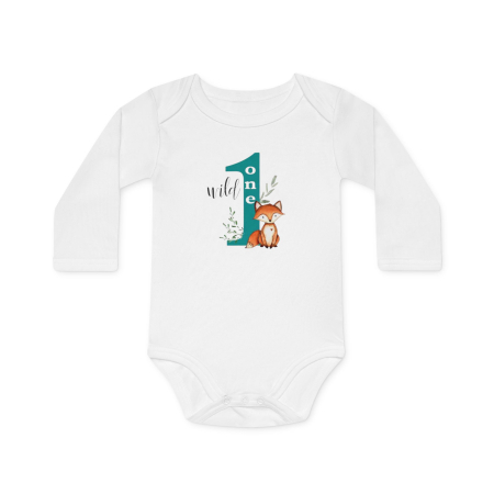 Body Bebelusi, alb, Prima mea aniversare, 1 an, Wild Fox, marime 98 [1]