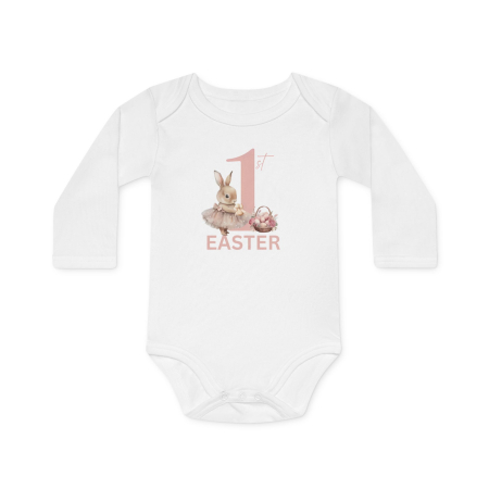 Body-uri Bebelusi - Body Bebelusi, alb, Primul meu Paste, fetite, tematica Iepuras, marimea 92