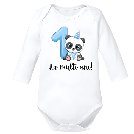 Body-uri Bebelusi - Body Bebelusi Primul An de viata, baieti, tematica aniversara, Baby Panda, 92
