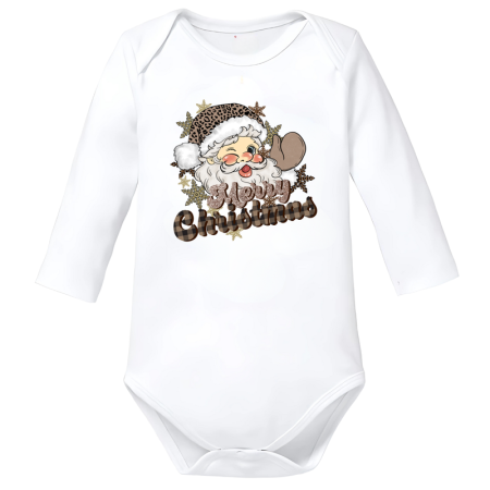 Body-uri Bebelusi - Body bumbac alb Crăciun Merry Christmas copil marimea 74