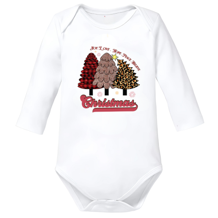 Body-uri Bebelusi - Body copil alb bumbac Crăciun Merry Christmas marimea 74
