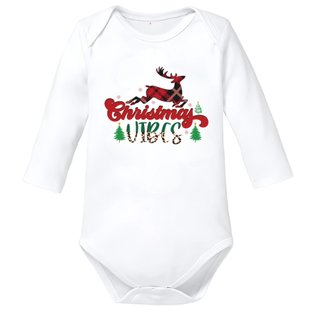 Body-uri Bebelusi - Body copil Crăciun alb Merry Christmas bumbac marimea 74