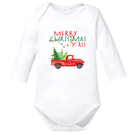 Body-uri Bebelusi - Body Crăciun copil Merry Christmas alb bumbac marimea 74