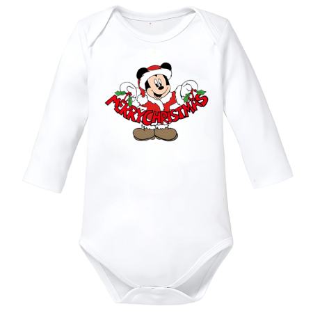 Body-uri Bebelusi - Body Merry Christmas copil Crăciun alb bumbac marimea 74