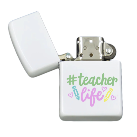 Brichete Personalizate - Brigheta personalizata pentru Cea mai buna invatatoare/educatoare, Teacher Life alba, cutie inox