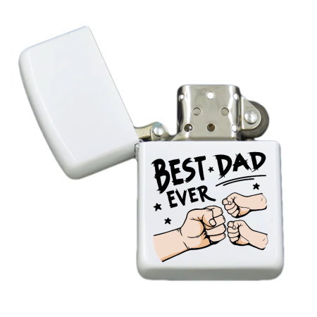 Brichete Personalizate - Brigheta personalizata pentru Cel mai bun tata (2 copii), alba, cutie inox