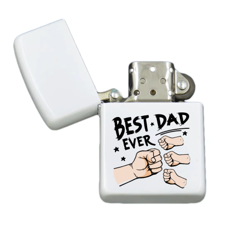 Brichete Personalizate - Brigheta personalizata pentru Cel mai bun tata (3 copii), alba, cutie inox