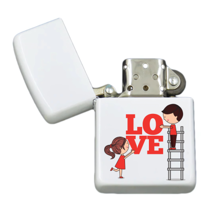 Brichete Personalizate - Brigheta personalizata pentru iubit/iubita, LOVE, alba, cutie inox