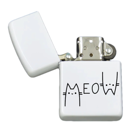 Brichete Personalizate - Brigheta personalizata pentru iubitori de pisici CAT MEOW, alba, cutie inox