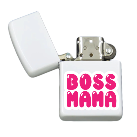Brichete Personalizate - Brigheta personalizata pentru mama, BOSS MAMA, alba, cutie inox