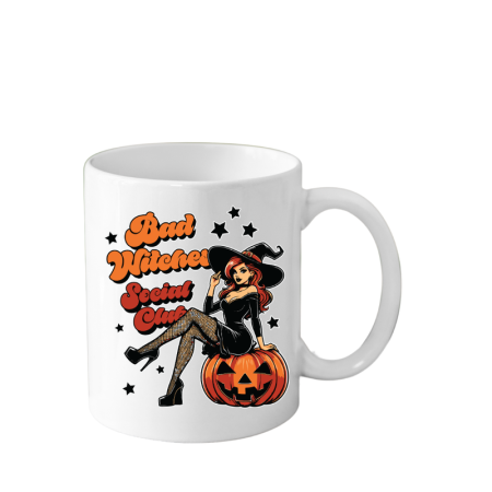 Idei de Cadouri - Cana ceramica alba 330 ml Halloween decor spooky